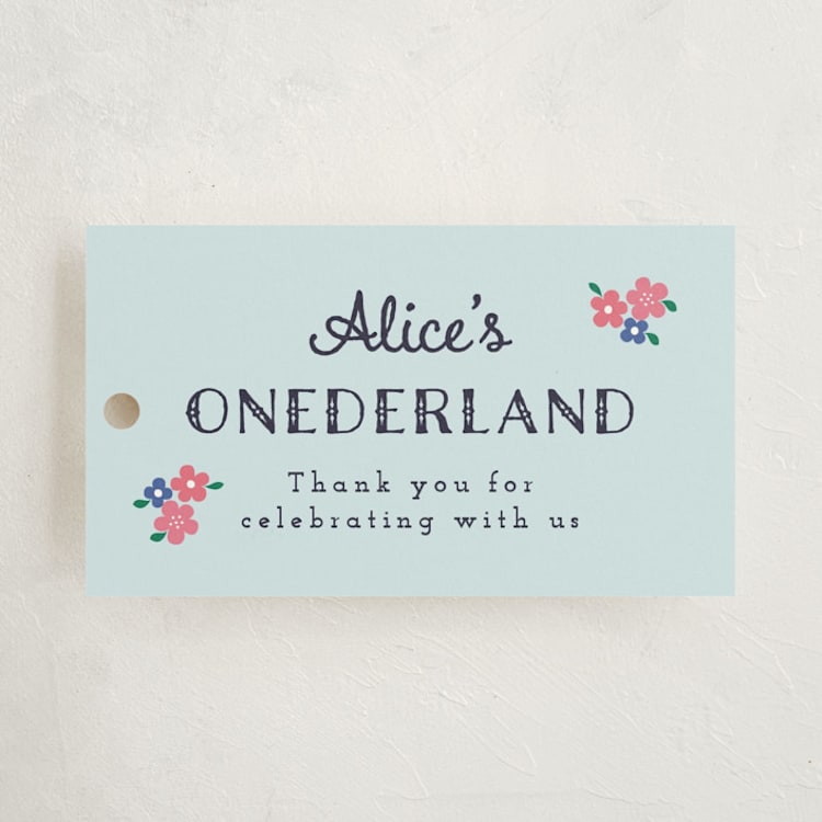 "Disney's Alice In Wonderland Birthday" - Children's Birthday Party Favor Tags in Sky by Annie Holmquist - Front