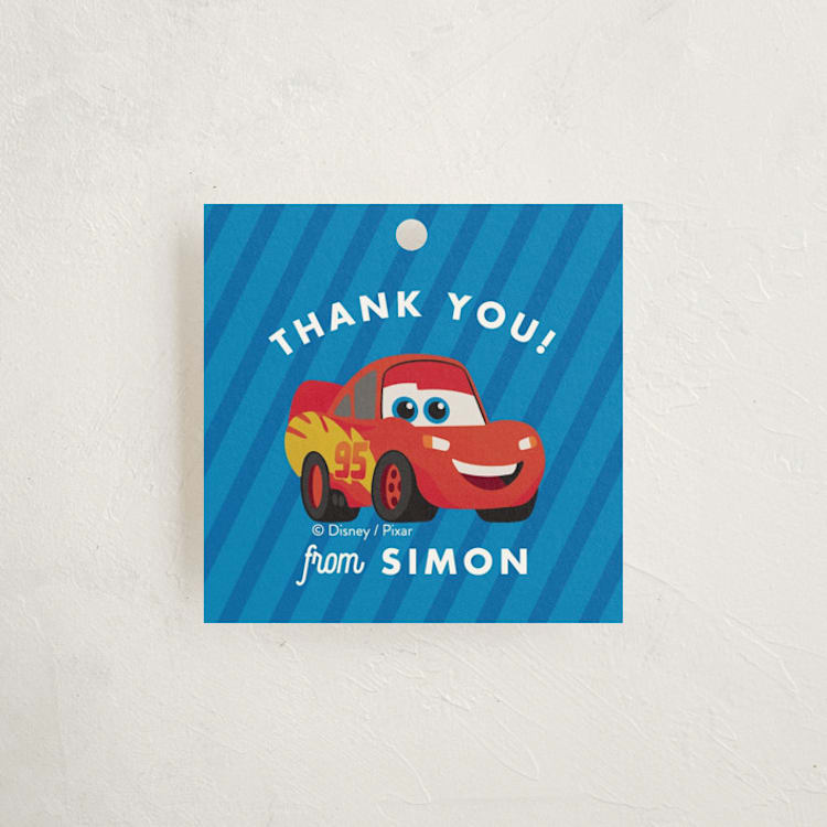 "Disney and Pixar's Cars Kachow" - Children's Birthday Party Favor Tags in Sky by Carly Reed Walker - Front