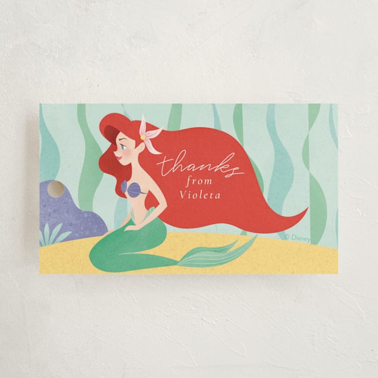 "Disney's Ariel Under The Sea" - Children's Birthday Party Favor Tags in Aquamarine by Sabrin Deirani - Front