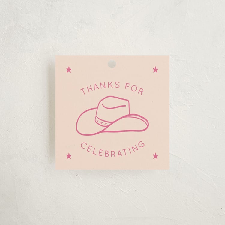 "Cowgirl" - Children's Birthday Party Favor Tags in Peony by Rachel Cassel - Front