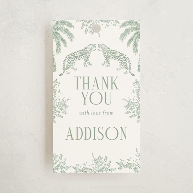 "Safari Toile" - Children's Birthday Party Favor Tags in Palm by Jenna Holcomb - Front