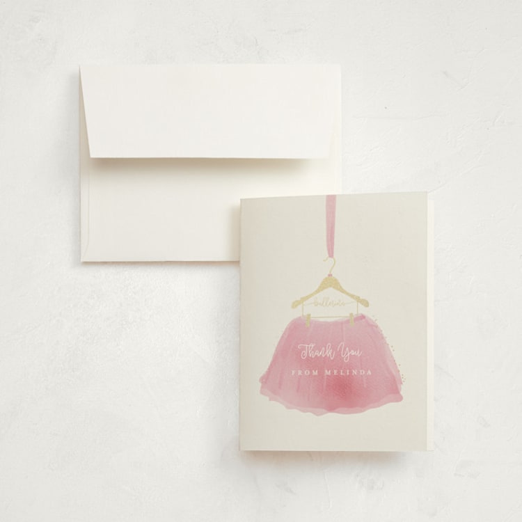 "little ballerina" - Foil-Pressed Children's Birthday Party Thank You Cards in Rose by Kanika Mathur - Front