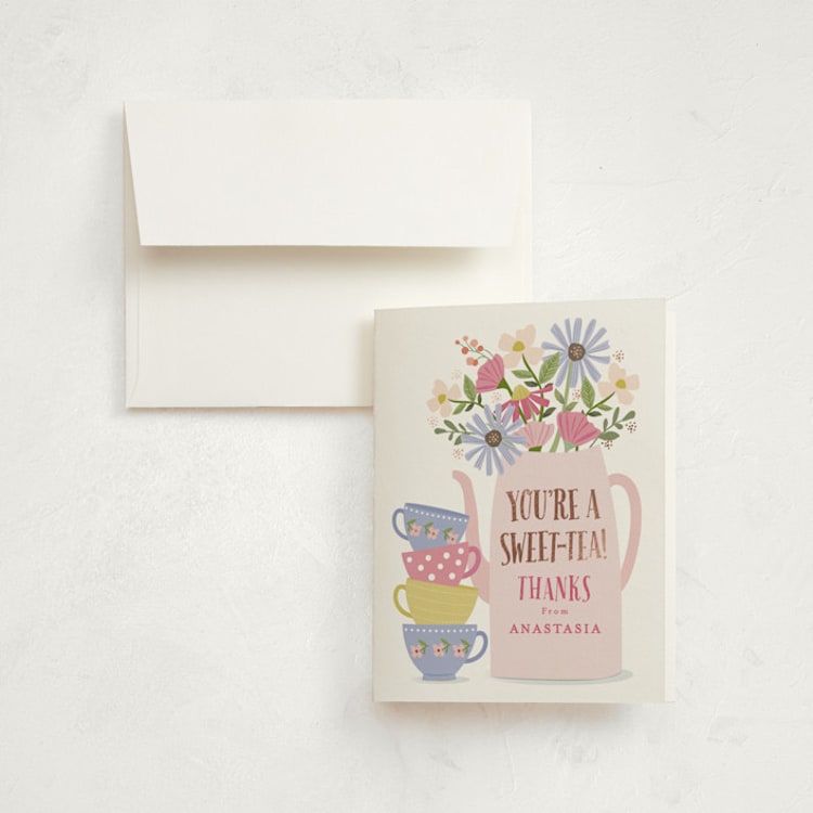 "party teapot" - Foil-Pressed Children's Birthday Party Thank You Cards in Petal by Karidy Walker - Front