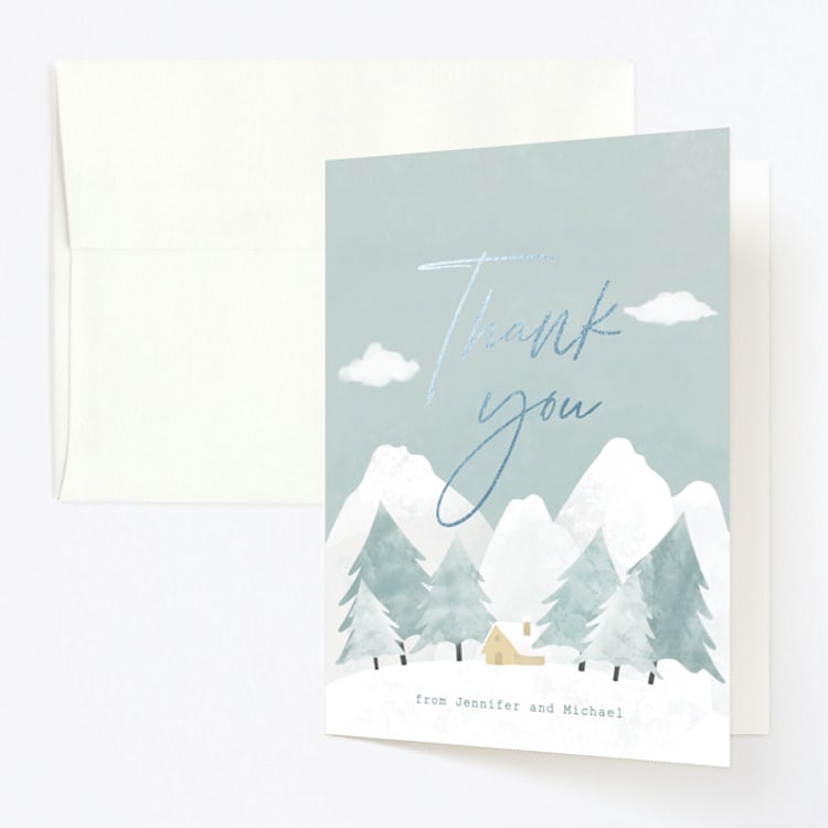 "Calm Winter" - Foil-Pressed Children's Birthday Party Thank You Cards in Frost by Adelyn T. - Front