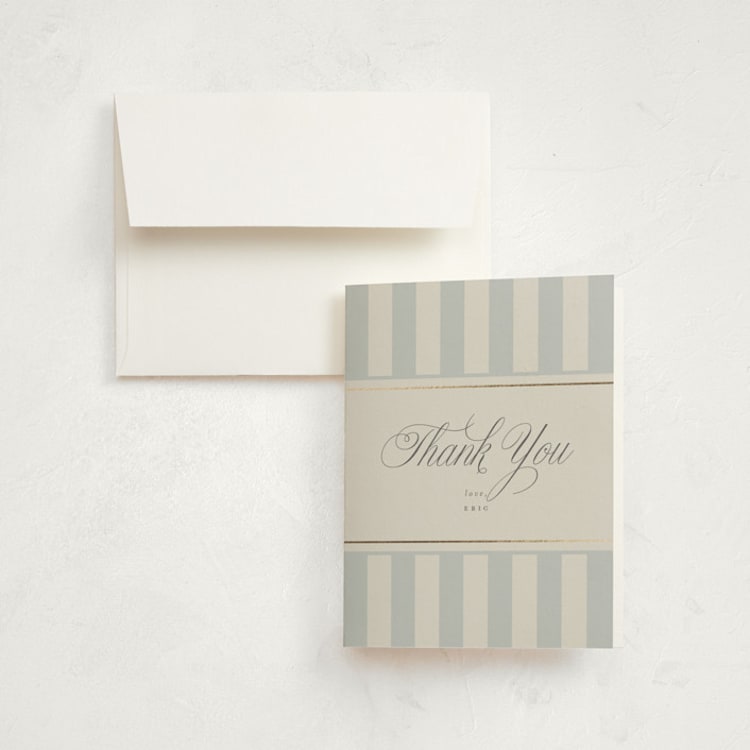 "On Board" - Foil-Pressed Children's Birthday Party Thank You Cards in Fog by Stephanie Hawkes - Front