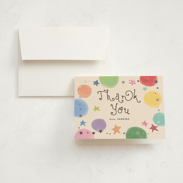 "Birthday maximalism" - Foil-Pressed Children's Birthday Party Thank You Cards in Confetti by Creo Study - Front