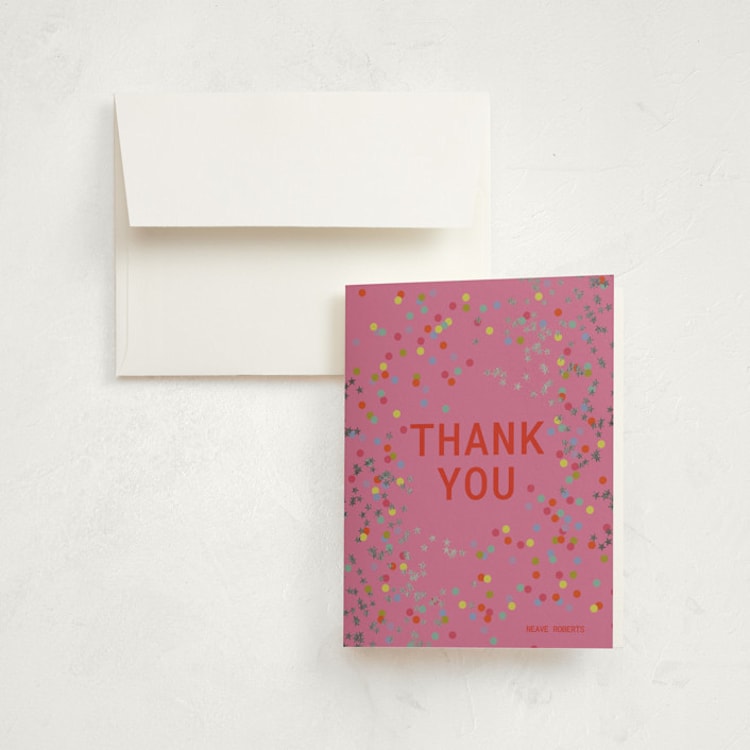 "Extra Special" - Foil-Pressed Children's Birthday Party Thank You Cards in Strawberry by Inkblot Design - Front
