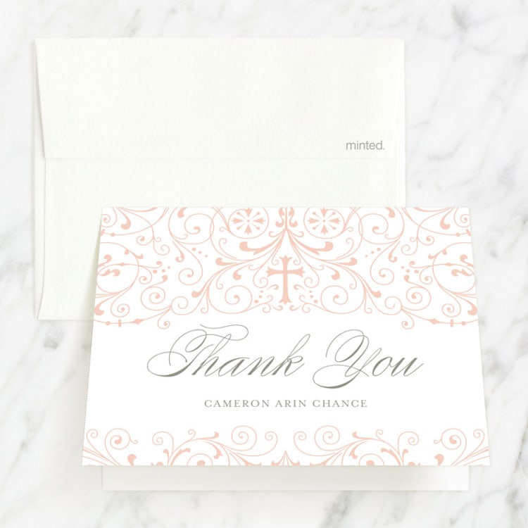 "Graceful" - Confirmation Thank You Cards in Soft Peach by Sarah Brown - Front