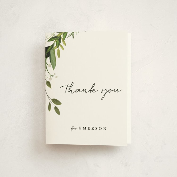 "Vines of Green" - Confirmation Thank You Cards in Fern by Susan Moyal - Front