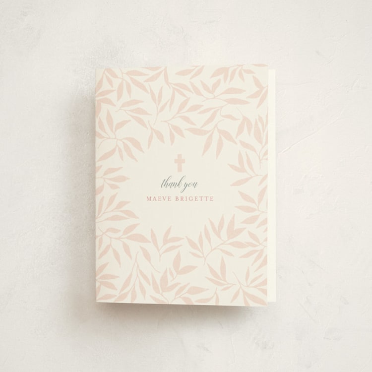 "Blessed Laurels" - Confirmation Thank You Cards in Blush by Paula Pecevich - Front