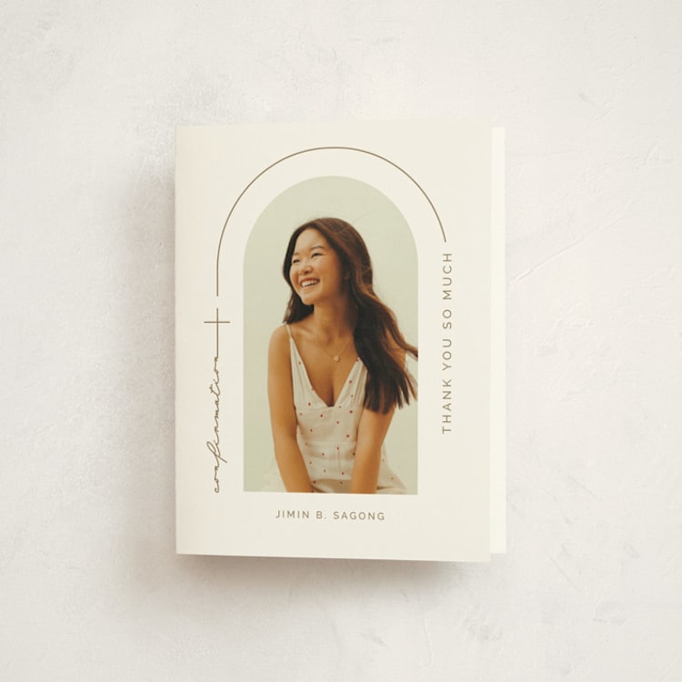 "Confirmation Arch" - Confirmation Thank You Cards in Sugar by FRANI - Front