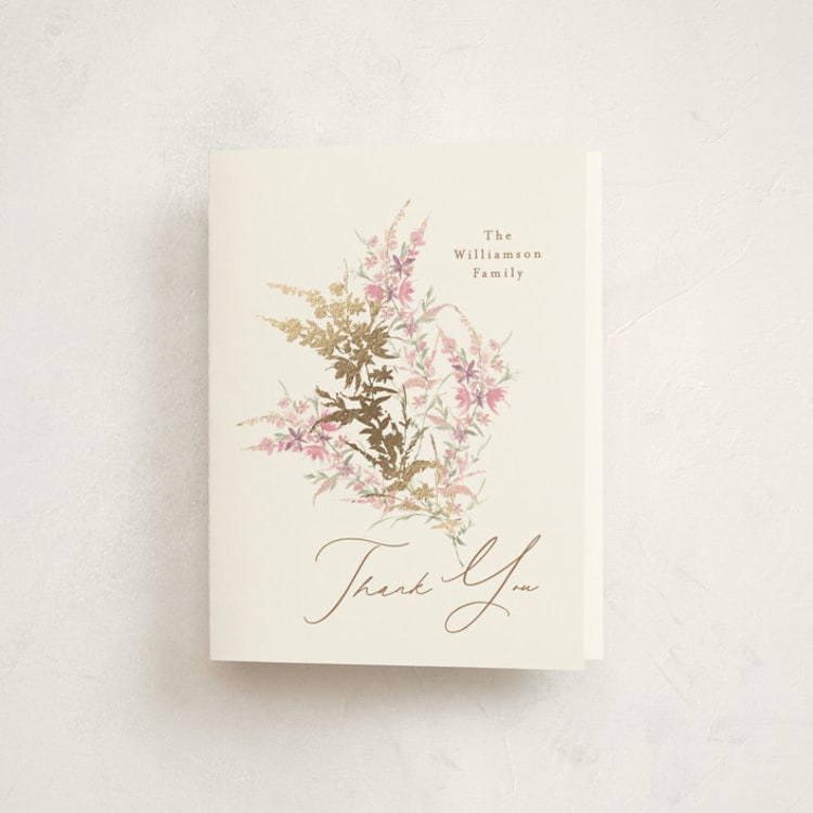 "Meadow" - Foil-Pressed Baptism and Christening Thank You Cards in Powder by Phrosné Barwood - Front