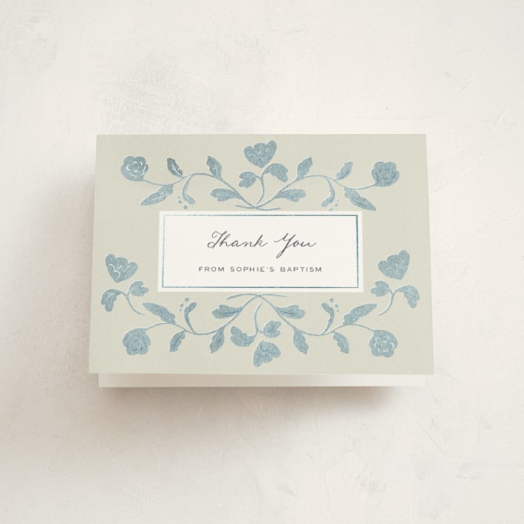 "Florentine" - Foil-Pressed Baptism and Christening Thank You Cards in Bluebell by Ani Somi - Front