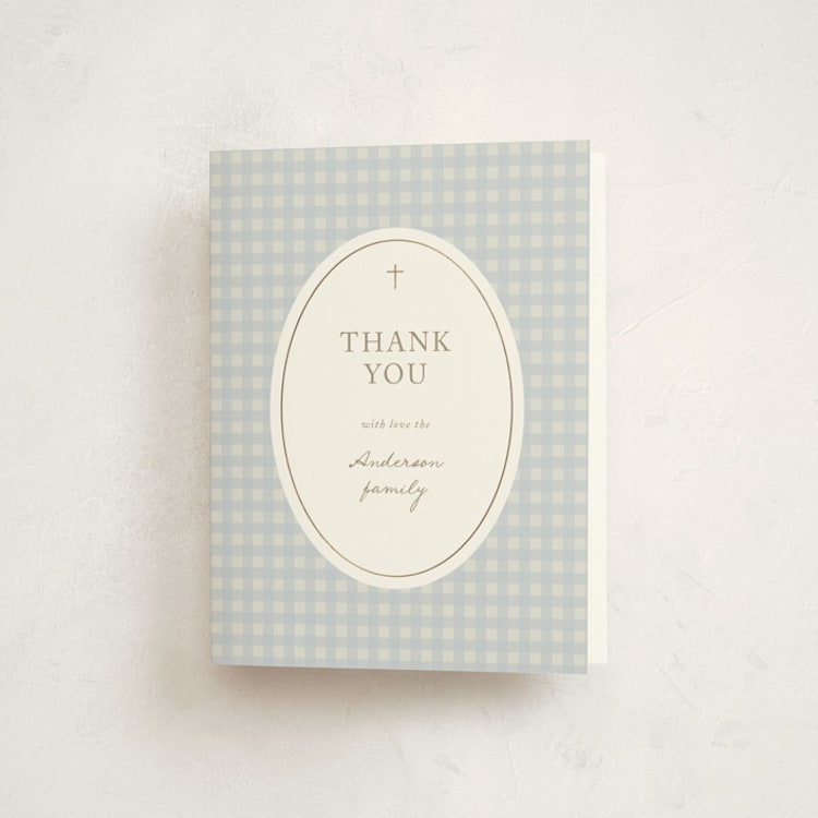 "Gentle Beginnings" - Foil-Pressed Baptism and Christening Thank You Cards in Powder by Stephanie Heinrich Godbout - Front