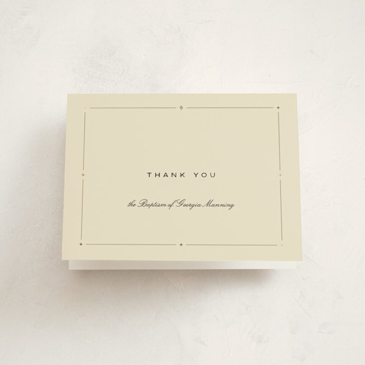 "Diamond" - Foil-Pressed Baptism and Christening Thank You Cards in Willow by Ani Somi - Front