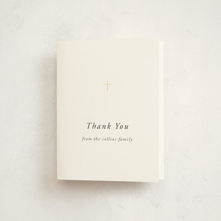 "simple cross" - Foil-Pressed Baptism and Christening Thank You Cards in Snow by Lori Wemple - Front