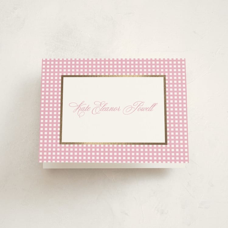 "Picnic" - Foil-Pressed Baptism and Christening Thank You Cards in Peony by Megan Davis - Front