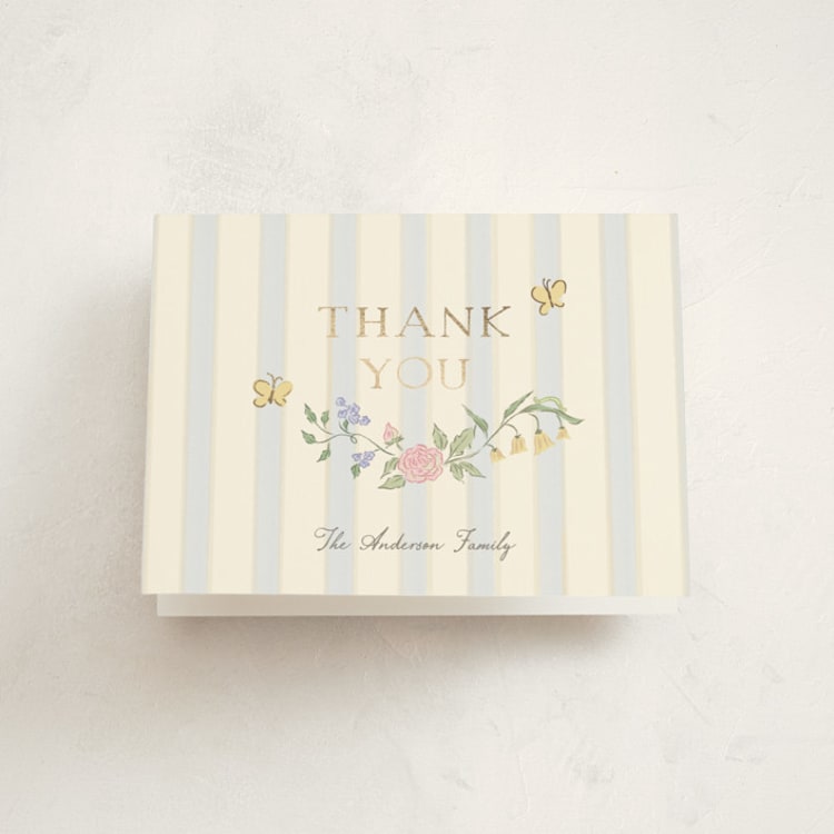 "teacup" - Foil-Pressed Baptism and Christening Thank You Cards in Sky by Grae - Front