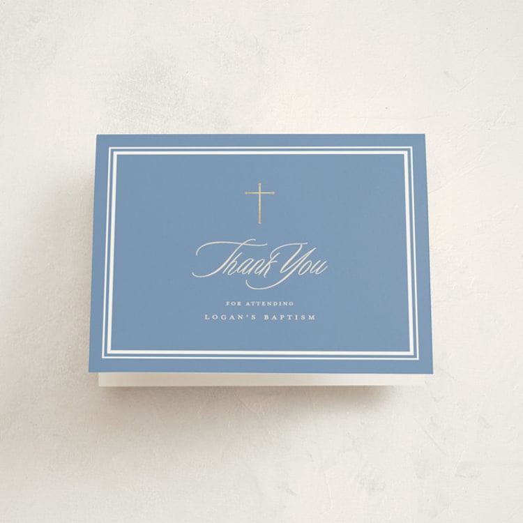 "Classic blessings" - Foil-Pressed Baptism and Christening Thank You Cards in Province by Stacey Meacham - Front