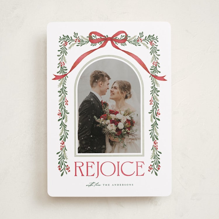 "Joyful-Bow" - Holiday Cards in Poinsettia by BR Designs - Front
