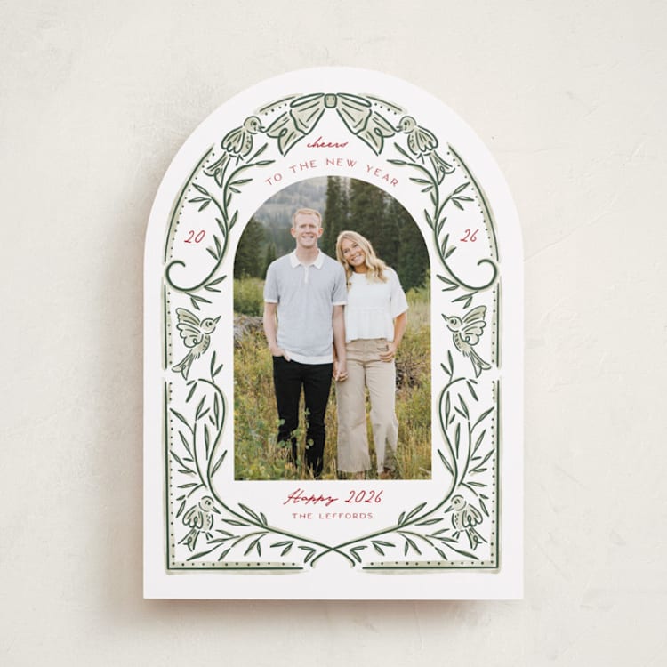 "Bird Doodle" - Holiday Cards in Evergreen by Cindy Reynolds - Front