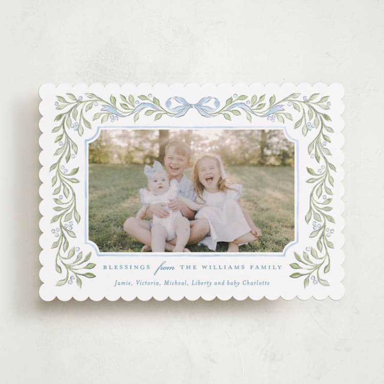 "Vintage Garland" - Holiday Cards in Bluebell by Sarah Knight - Front