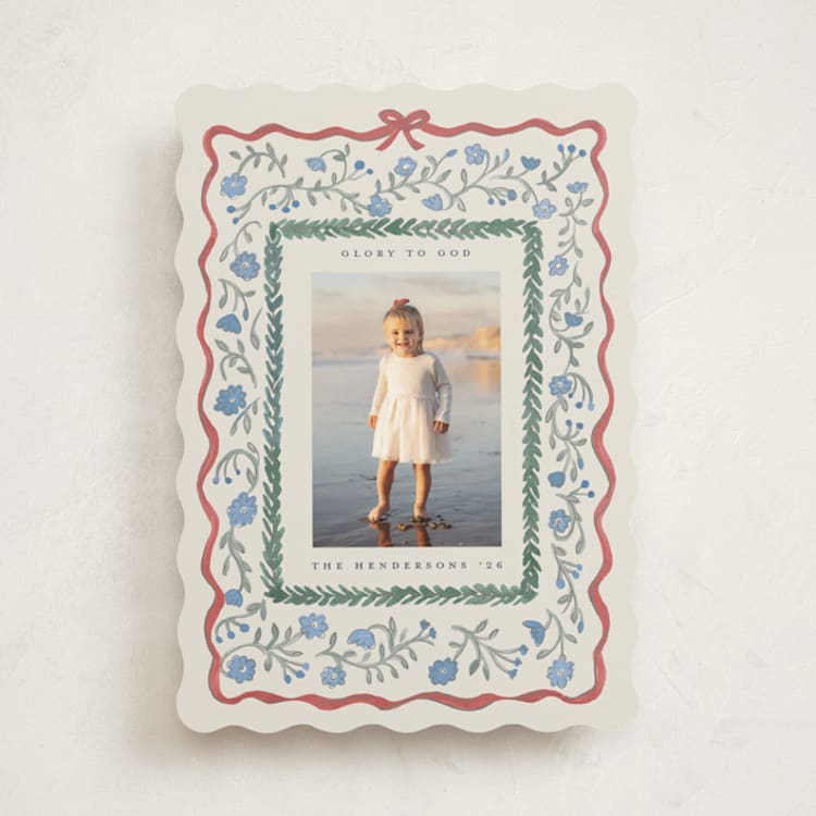 "Floral Border" - Holiday Cards in Halo by Teju Reval - Front