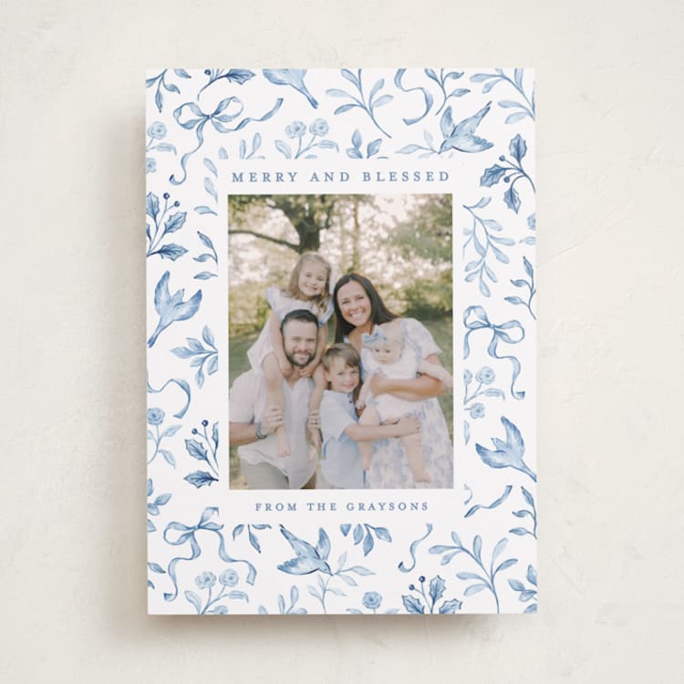 "Toile de joy" - Holiday Cards in Cornflower by Sarah Knight - Front