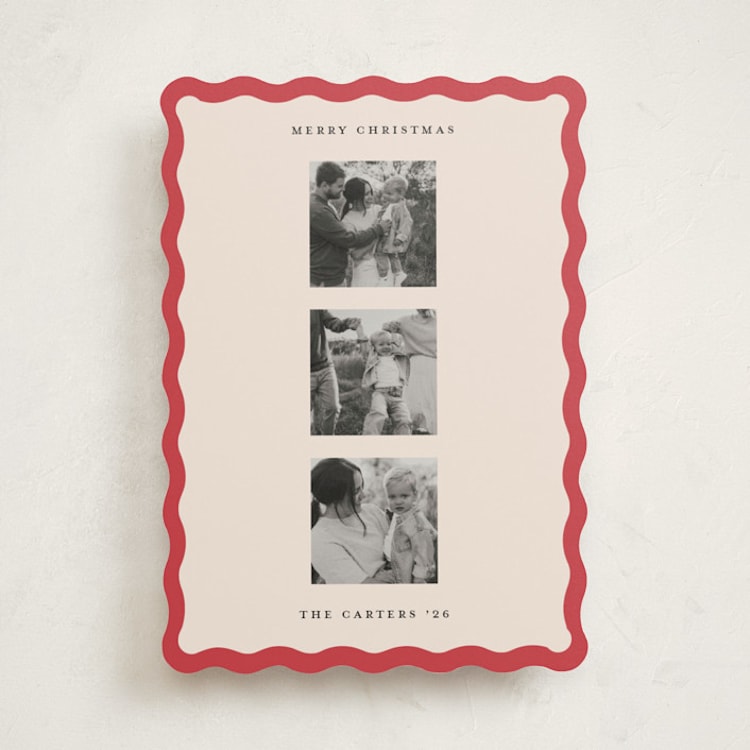 "Retro Border" - Holiday Cards in Candy Cane by Teju Reval - Front