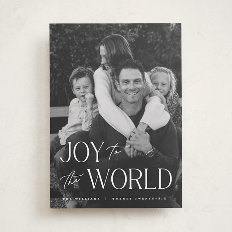 "All Joy to the World" - Holiday Cards in Snow by Pixel and Hank - Front