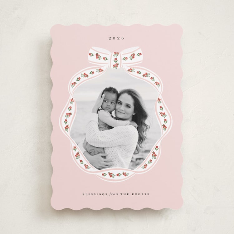 "Cottage Ribbon" - Holiday Cards in Blush by Itsy Belle Studio - Front