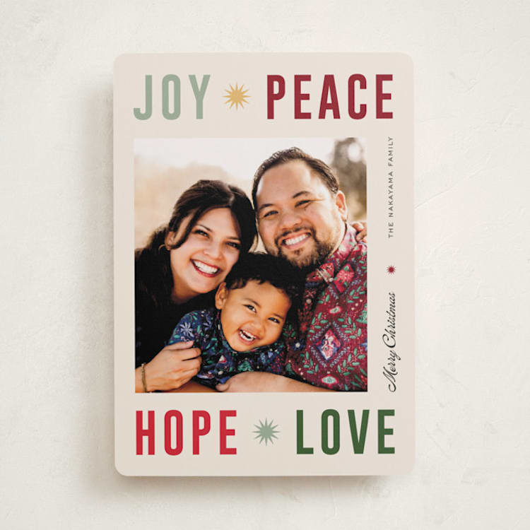 "Peace Poster" - Holiday Cards in Mistletoe by Pixel and Hank - Front