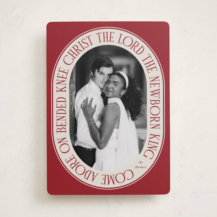 "Come Adore" - Holiday Cards in Poinsettia by Brianne Larsen - Front