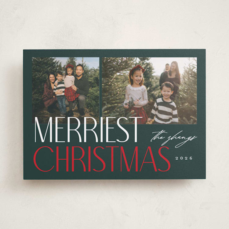"Merry Stack" - Holiday Cards in Pine by Makewells - Front