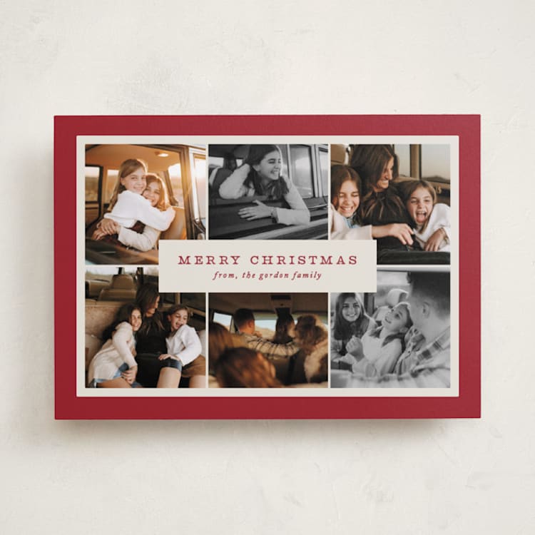 "Bordering Six" - Holiday Cards in Poinsettia by Brianne Larsen - Front