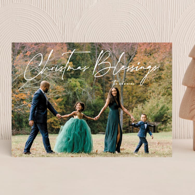 "Christmas Blessings" - Holiday Cards in Candied Grapefruit by fatfatin - Front