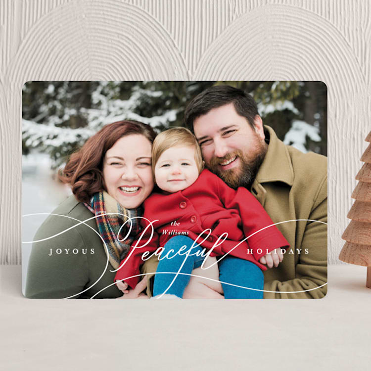 "Peaceful Holidays" - Holiday Cards in Snowfall by Shannon Chen of Four Wet Feet Studio - Front