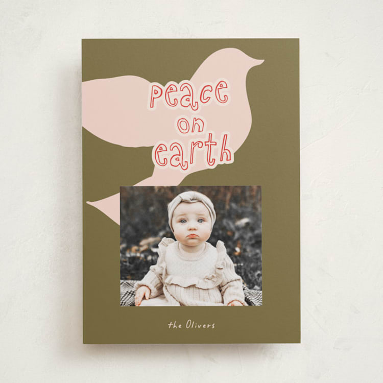 "Paper Dove" - Holiday Cards in Sage by AK Graphics - Front