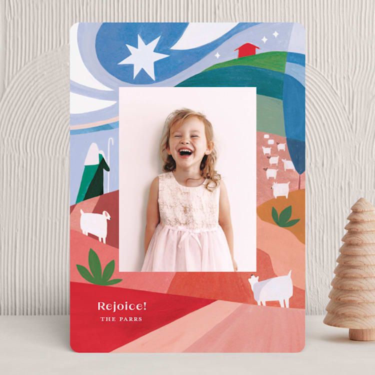 "While Shepherds Watched Their Flocks" - Holiday Cards in Snow by Morgan Ramberg - Front