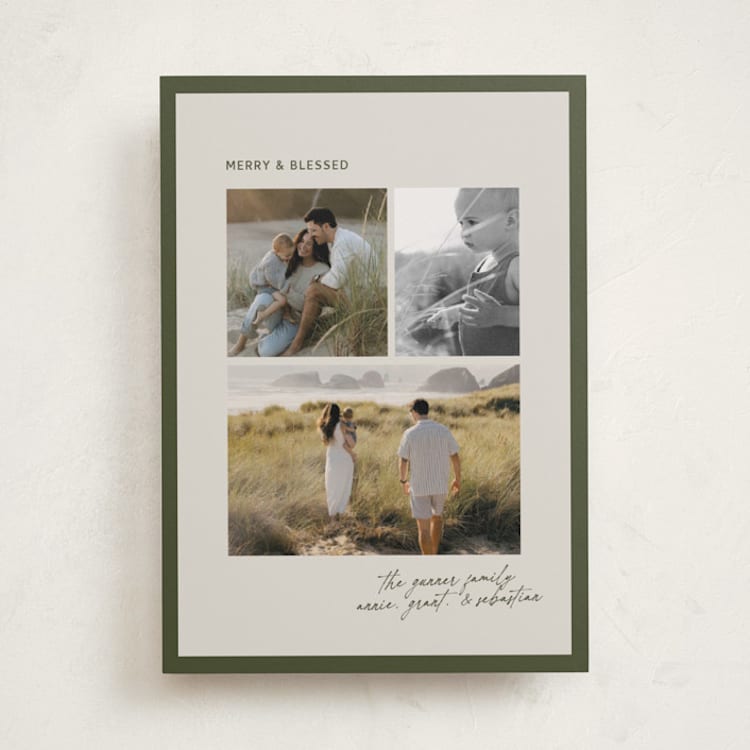 "Border and Collage" - Holiday Cards in Pine by Joanna Griffin - Front