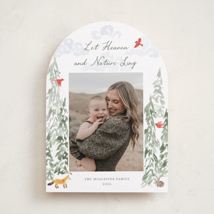 "Woodland Watercolor" - Holiday Cards in Forest by Holly Whitcomb - Front