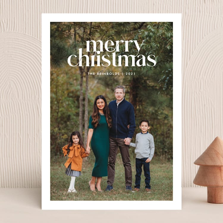 "Striking Type" - Holiday Cards in Snowflake by Sandra Picco Design - Front