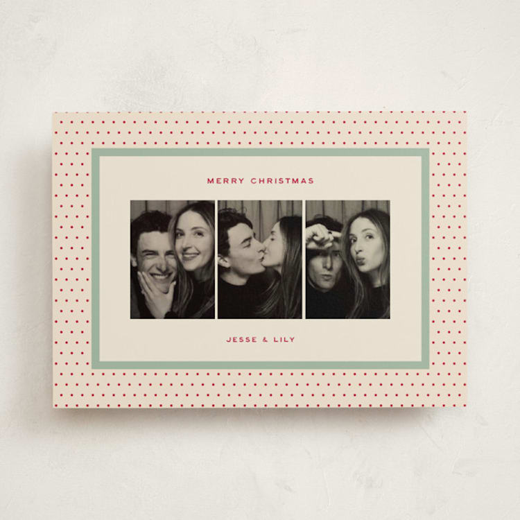 "retro polka" - Holiday Cards in Mint by Ellen Schlegelmilch - Front
