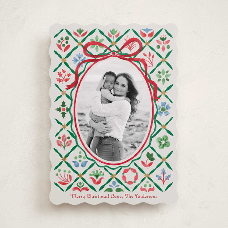 "Patchwork Christmas" - Holiday Cards in Wreath by Paper Sun Studio - Front