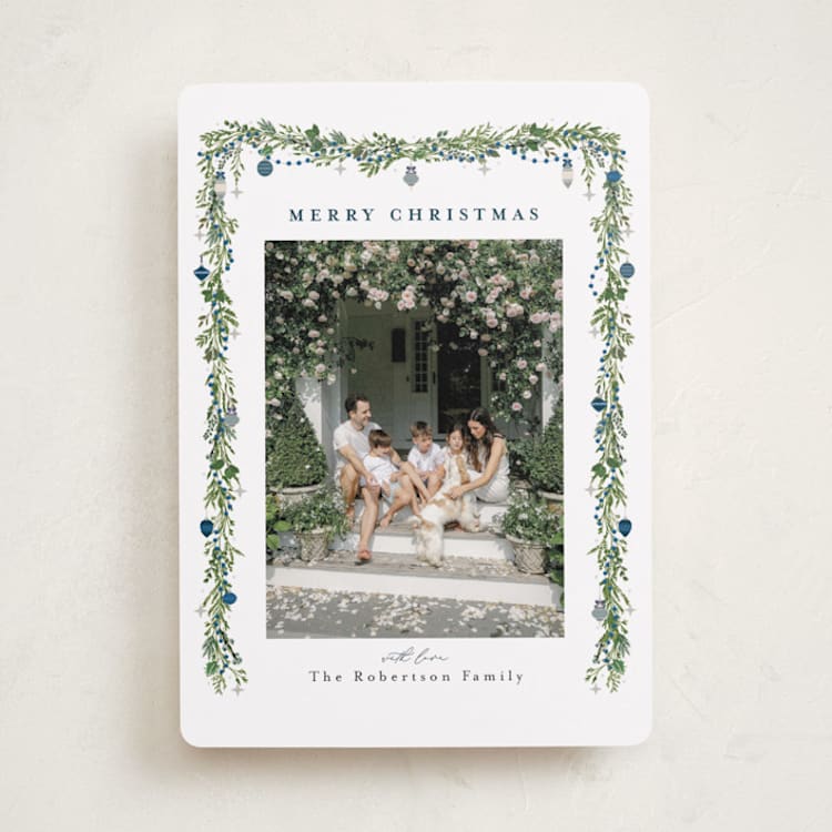 "Pine Garland" - Holiday Cards in Winterberry by Susan Moyal - Front