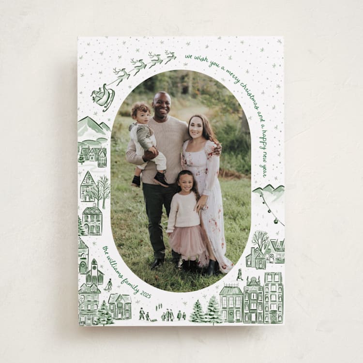 "Azulejo Village" - Holiday Cards in Wreath by Jenna Holcomb - Front