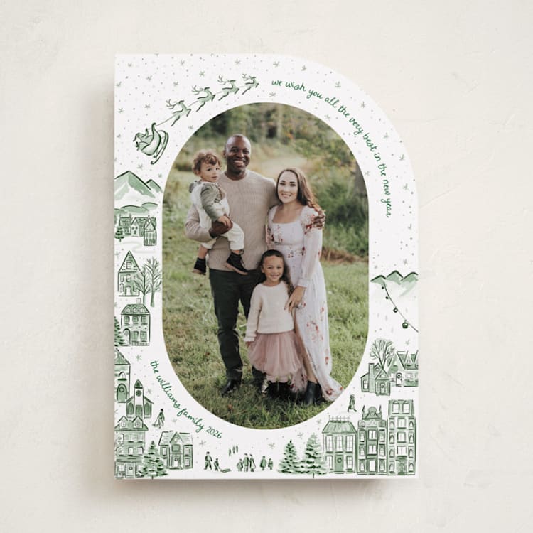 "Azulejo Village" - Holiday Cards in Wreath by Jenna Holcomb - Front