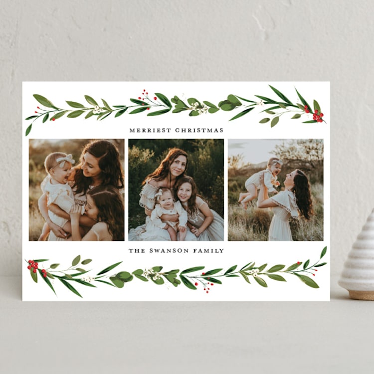 "Very Merrily" - Holiday Cards in Snow by Susan Moyal - Front