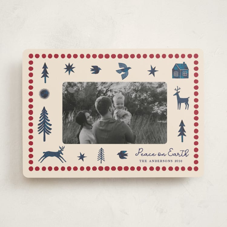 "Noel Wishes" - Holiday Cards in Navy by Rina Ozum - Front