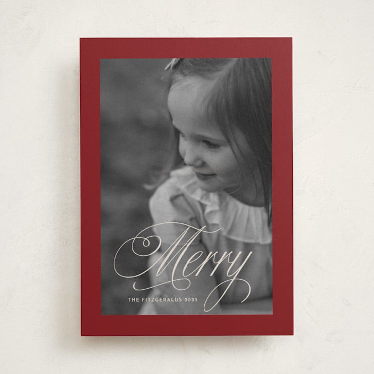 "Boldly Merry" - Holiday Cards in Garnet by Karen Kaul - Front